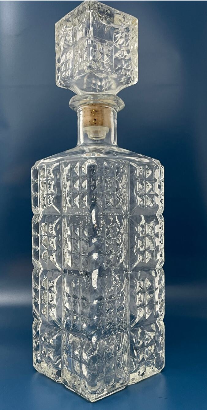 Vintage Anchor Hocking Glass Whiskey Decanter with ]Stopper | MCM Barware